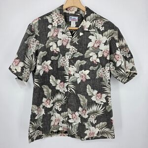 Hawaii Classic Floral Short-Sleeve Shirt - Black with Red & Green Floral XL